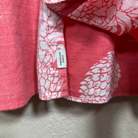 American Eagle Pineapple Camp Shirt 2X Novelty Preppy Tropical Beach‎ Resort - Picture 5 of 14